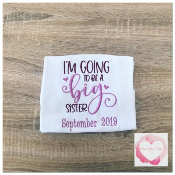Embroidered Big sister announcement design - Image 2